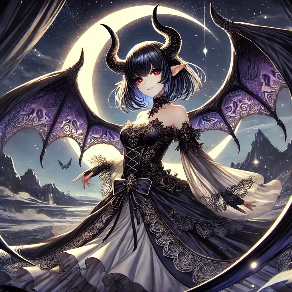 DALL·E-2024-11-15-03.50.38-A-highly-detailed-anime-style-illustration-aimed-at-adults-depicting-a-Succubus-under-a-crescent-moon-in-a-dark-fantasy-setting.-The-Succubus-has-an- 夢魔とは何か？悪夢を操る存在の謎とファンタジーへの影響