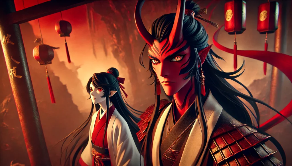 DALL·E-2025-01-02-00.56.09-A-close-up-scene-featuring-Shuten-Doji-and-Ibaraki-Doji-in-a-Japanese-anime-style-aimed-at-adults.-Shuten-Doji-is-depicted-as-a-powerful-demon-leader-1-1-1024x585 酒吞童子と茨木童子の伝説：実在した鬼たちの真相と歴史的背景