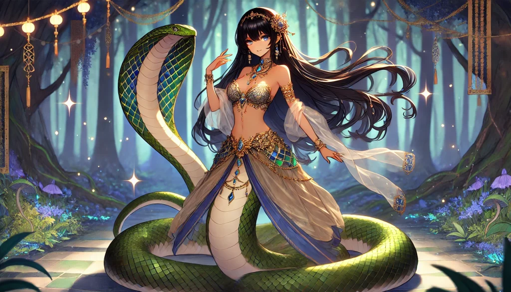 DALL·E-2025-01-14-21.26.07-A-Japanese-anime-style-depiction-of-a-female-Naga-designed-for-an-adult-audience.-The-Naga-has-a-human-upper-body-with-a-serene-and-alluring-expressio-1024x585 なぜドラゴンは世界中に存在するのか？ 伝承・歴史・科学で読み解く“人類共通の謎”