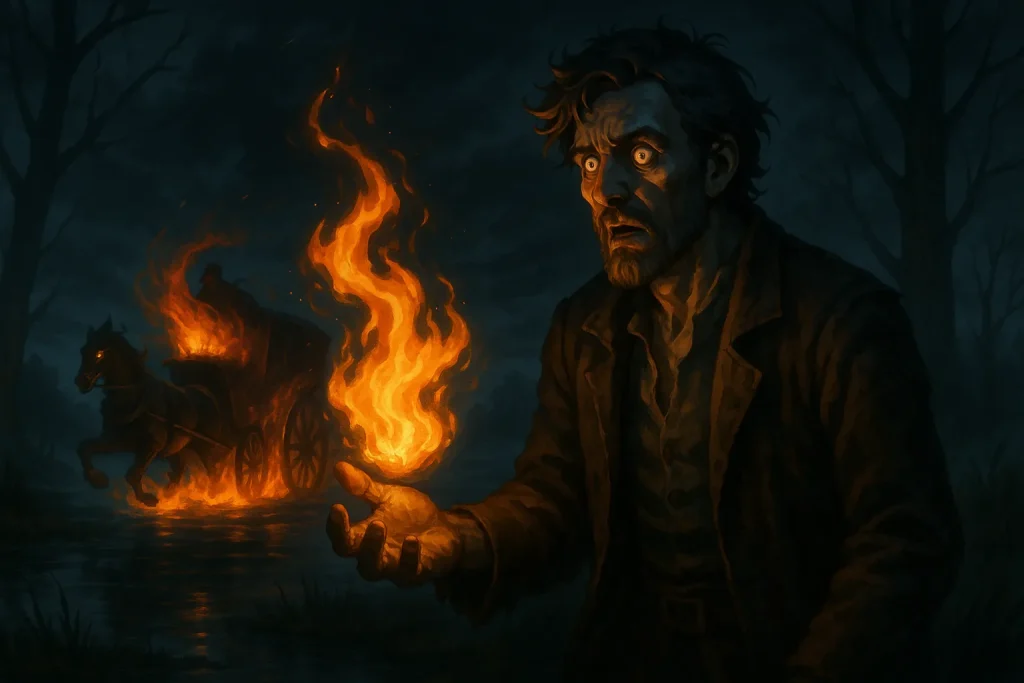 ChatGPT-Image-2025年10月11日-01_29_55-1024x683 ハロウィンの夜に現れる“ウィル・オ・ザ・ウィスプ”｜炎の車に乗った魂の伝説