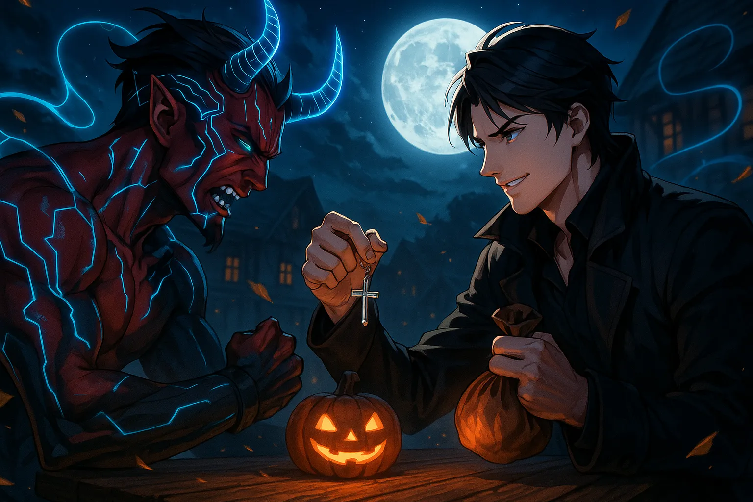 ChatGPT-Image-2025年10月4日-01_38_06 ハロウィンの話し：ジャック・オー・ランタン（悪魔をだました男の末路）