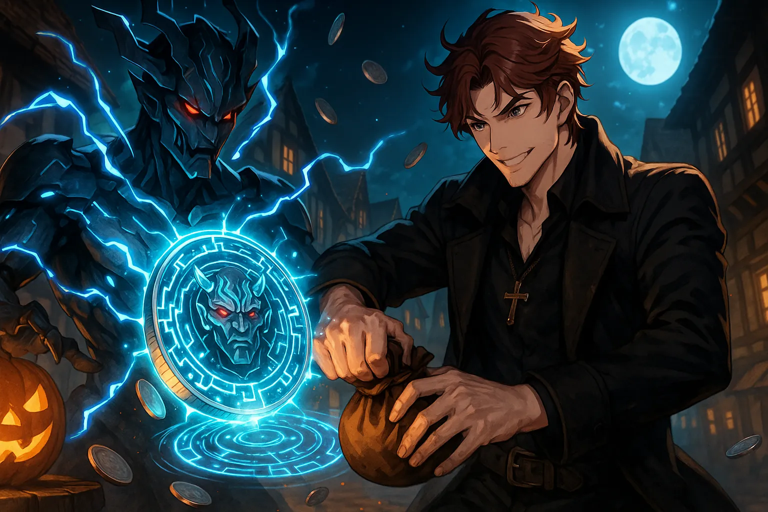 ChatGPT-Image-2025年10月4日-01_49_29 ハロウィンの話し：ジャック・オー・ランタン（悪魔をだました男の末路）