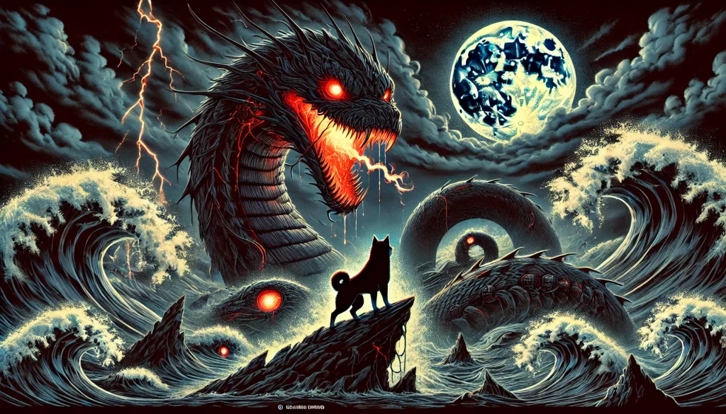 DALL·E-2024-12-30-01.34.57-A-dark-and-dramatic-Japanese-anime-style-illustration-aimed-at-adults-featuring-Leviathan-the-massive-sea-monster-from-biblical-mythology-with-a-se-1024x585 「レヴィアタン（リバイアサン）」とは？聖書の海の怪物と七つの大罪「嫉妬」の象徴を徹底解説