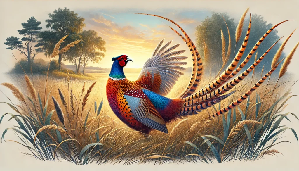 DALL·E-2025-01-03-00.50.47-A-realistic-and-detailed-horizontal-illustration-of-a-normal-pheasant-standing-or-flying-in-a-natural-serene-environment.-The-pheasant-has-bright-c-1024x585 リアルを追求-3m・370kgの鬼100体を倒すには犬、猿、キジはどうすればいい？鬼の倒し方！