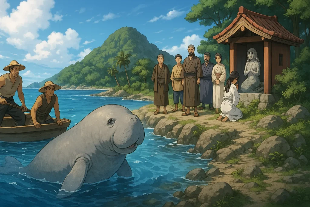 ChatGPT-Image-2025年8月7日-04_58_13-1024x683 夏の海に現れる怪異と神獣伝説｜海坊主・人魚（ジュゴン）・神の使いの物語