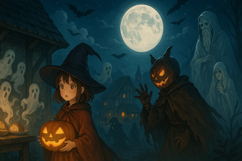 ChatGPT-Image-2025年10月11日-00_10_07-1024x683 ハロウィンの起源「ソーウィン」と妖精にさらわれた娘｜幻想と恐怖が交わるケルトの夜