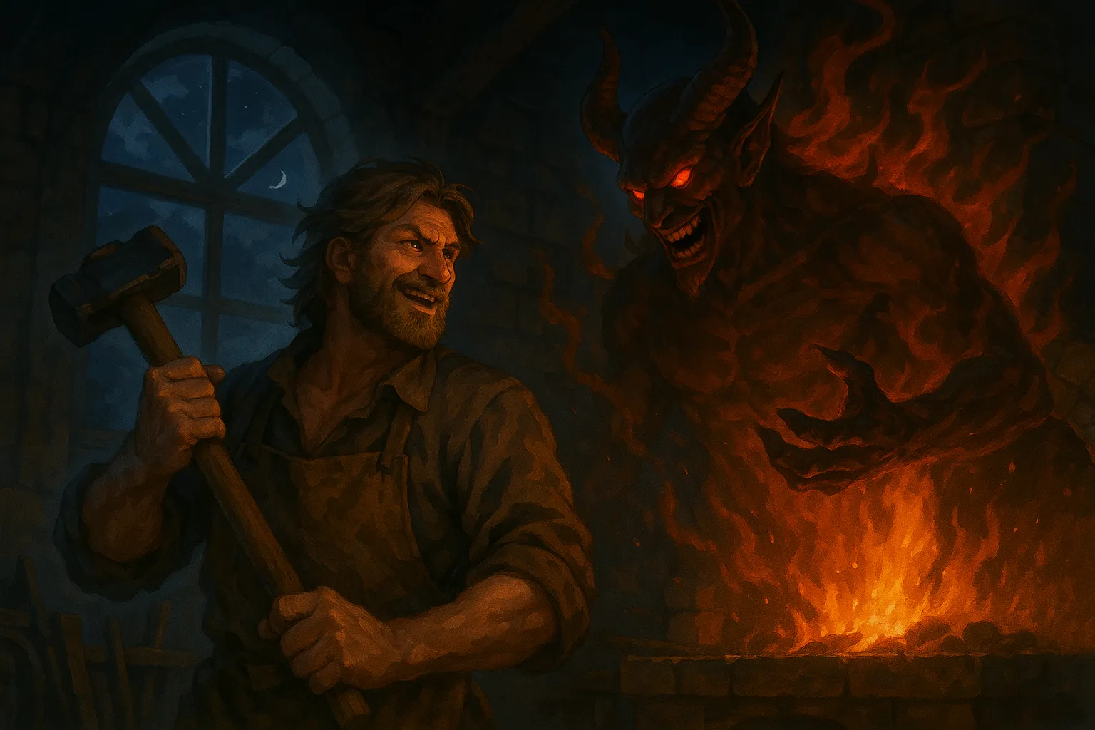 ChatGPT-Image-2025年10月11日-01_29_51 ハロウィンの夜に現れる“ウィル・オ・ザ・ウィスプ”｜炎の車に乗った魂の伝説