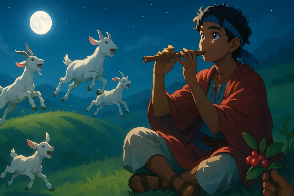 ChatGPT-Image-2025年10月20日-01_24_59-1024x683 コーヒー起源の民話：ヤギ飼いカルディの発見 ― 世界が眠りから覚めた日