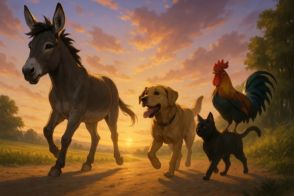 ChatGPT-Image-2025年11月28日-04_19_44-1024x683 【驚きの事実】ブレーメンの音楽隊は音楽隊になっていない？ブレーメンにすら到達していないッ！？原作と現代版の違いを解説