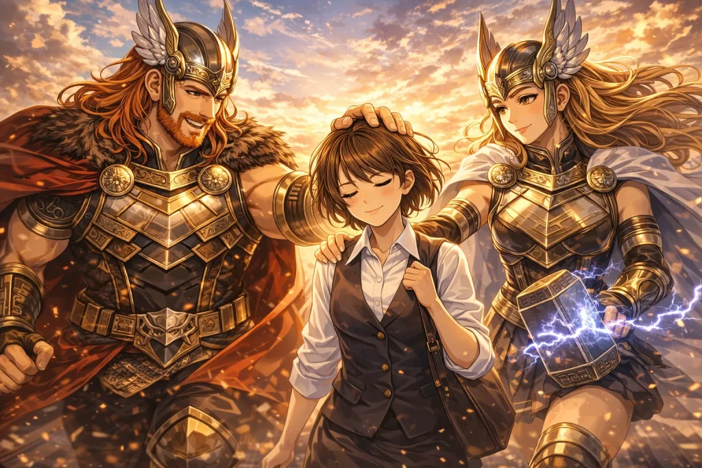 ChatGPT-Image-2026年1月5日-02_43_24-1024x683 会社行きたくない！神々ですら社畜だった｜北欧神話に学ぶ「働きすぎ社会」の末路