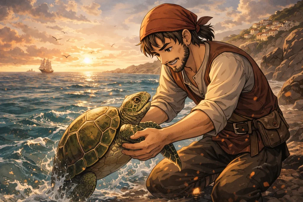 ChatGPT-Image-2026年2月7日-04_18_21-1024x683 亀の娘と豆の小人｜ギリシャ民話に残る、王を追放した不思議な物語